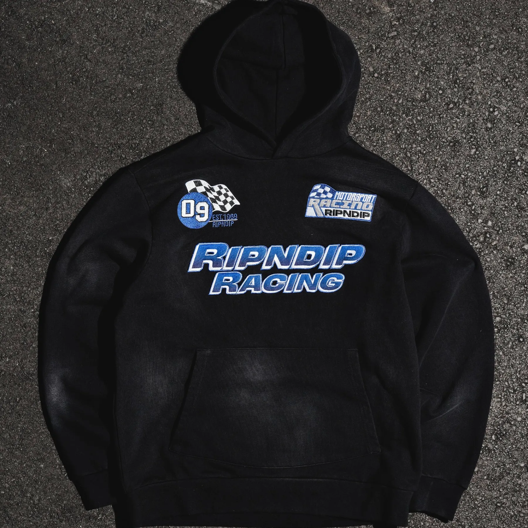 Ripndip Hoodies / Crewnecks<Ripnrace Hoodie (Black Fade Wash)