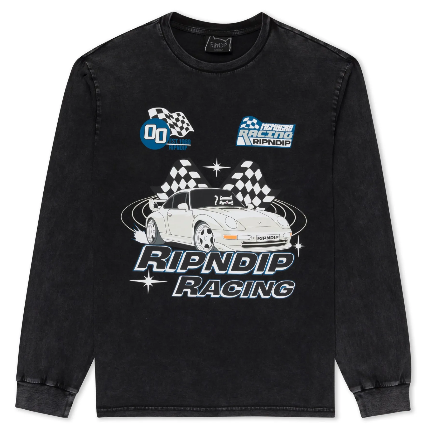 Ripndip Long Sleeve Tees<Ripnrace Long Sleeve (Black Wash)
