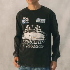 Ripndip Long Sleeve Tees<Ripnrace Long Sleeve (Black Wash)