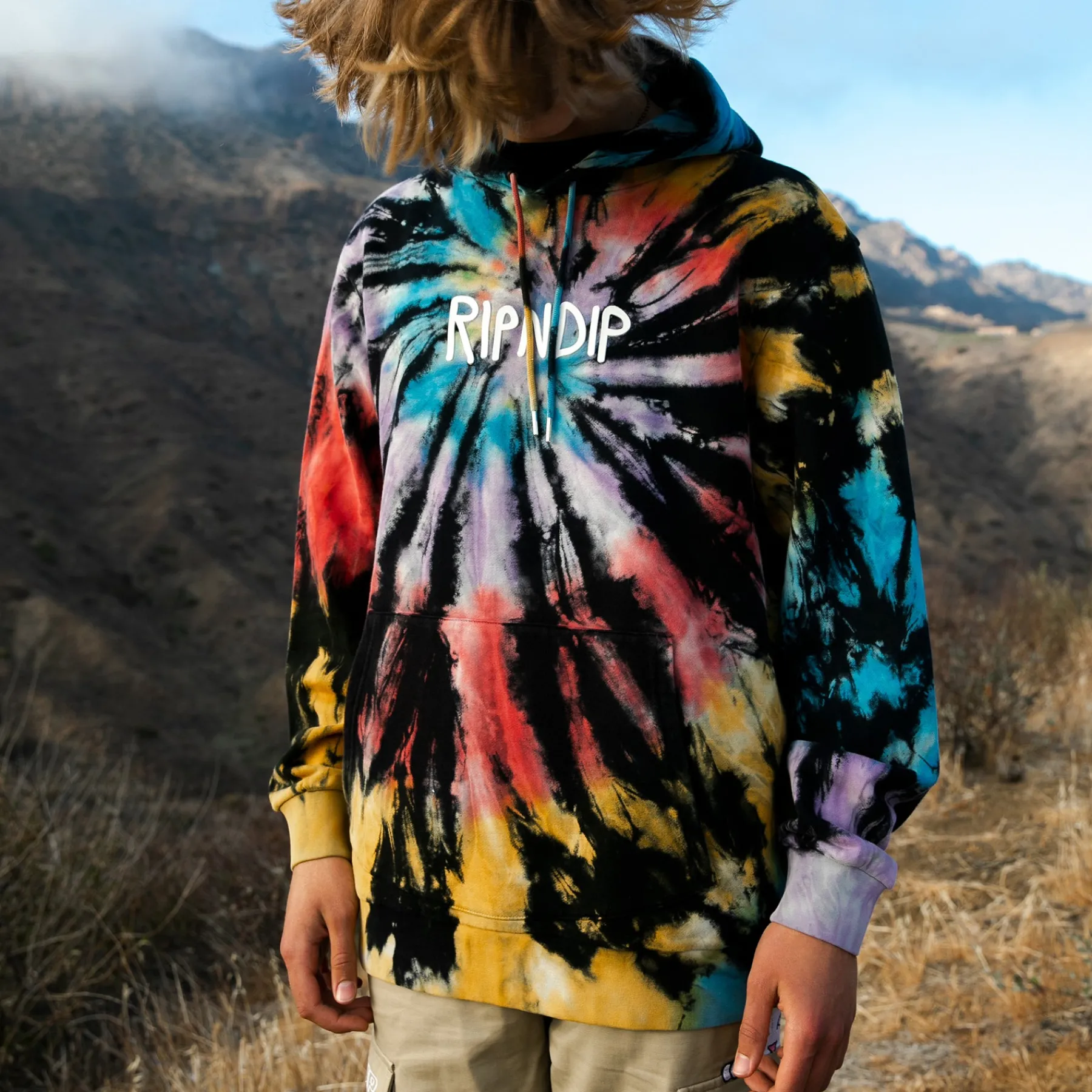 Ripndip Hoodies / Crewnecks<Rubber Logo Hoodie (Sunburst Spiral Tie Dye)