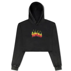 Ripndip Hoodies / Crewnecks|Womens<Scary Cute Cropped Hoodie (Black Wash)