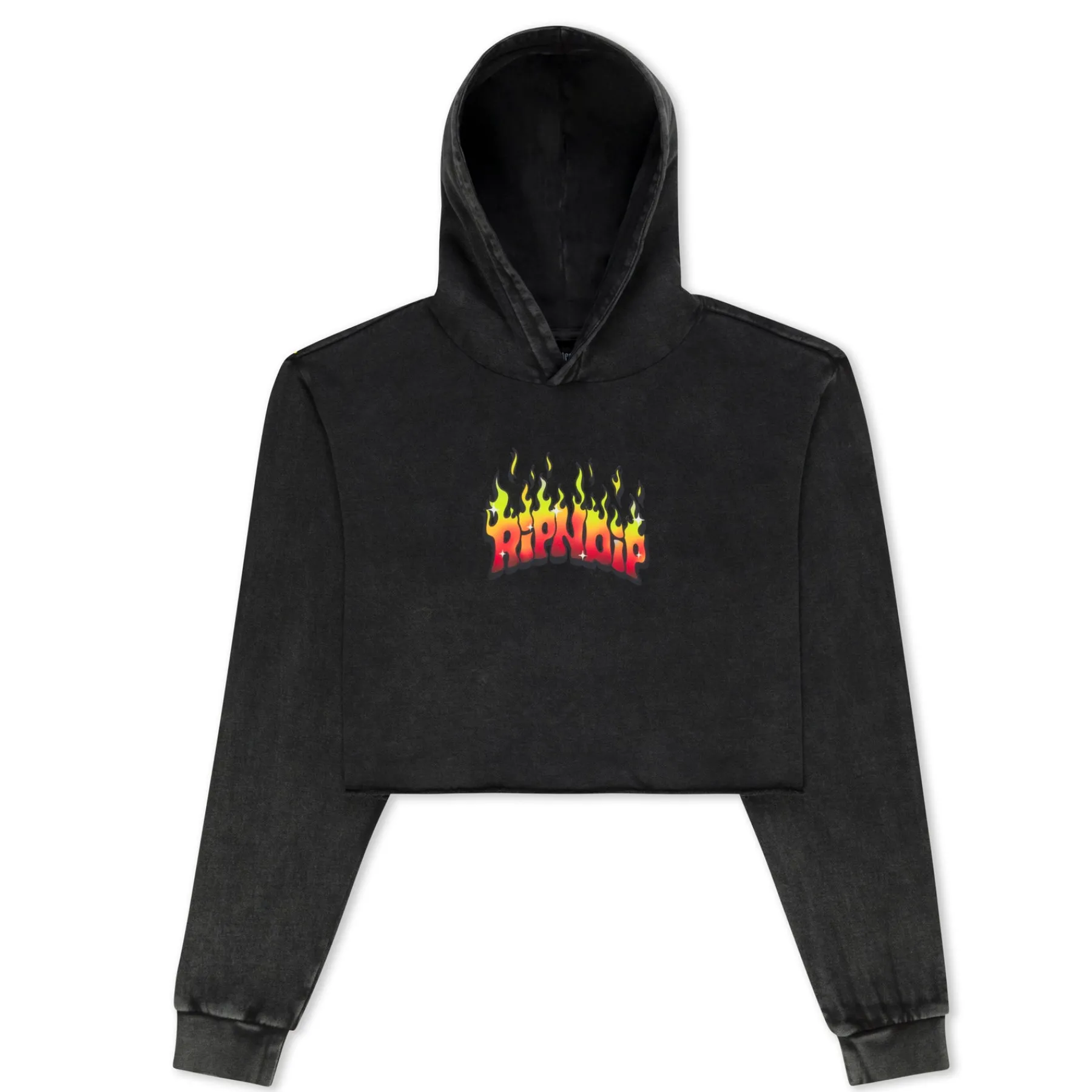 Ripndip Hoodies / Crewnecks|Womens<Scary Cute Cropped Hoodie (Black Wash)