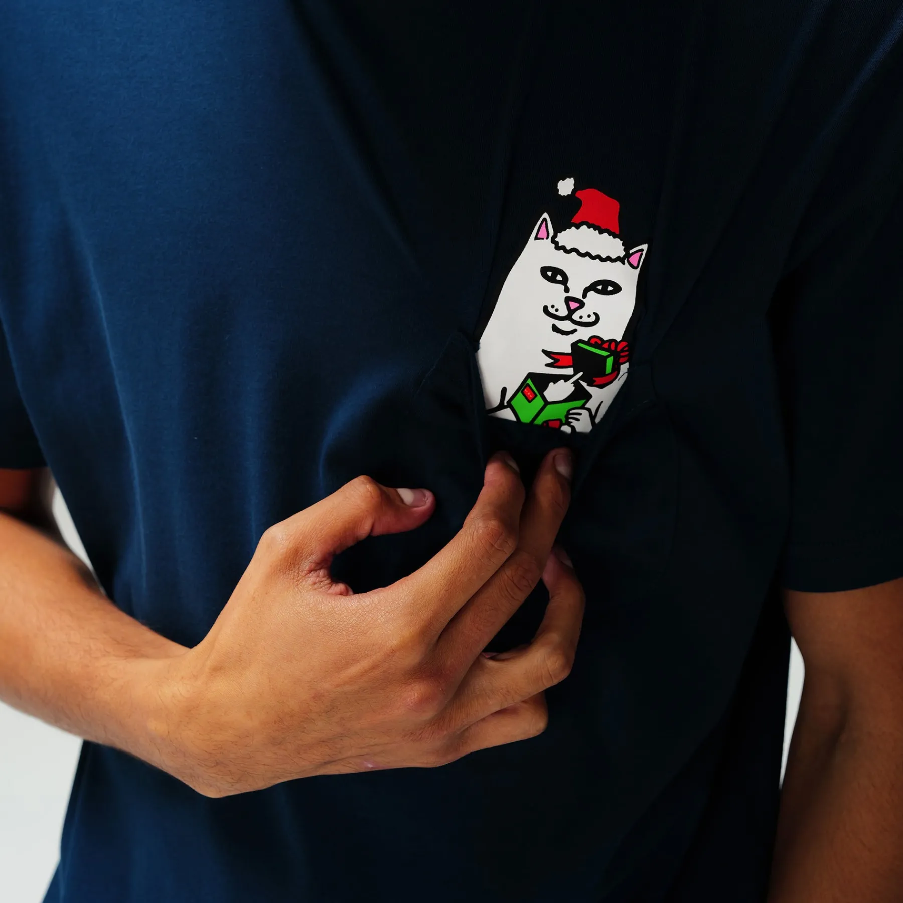 Ripndip Short Sleeve Tees|Christmas Items<Secret Santa Pocket Tee (Navy)