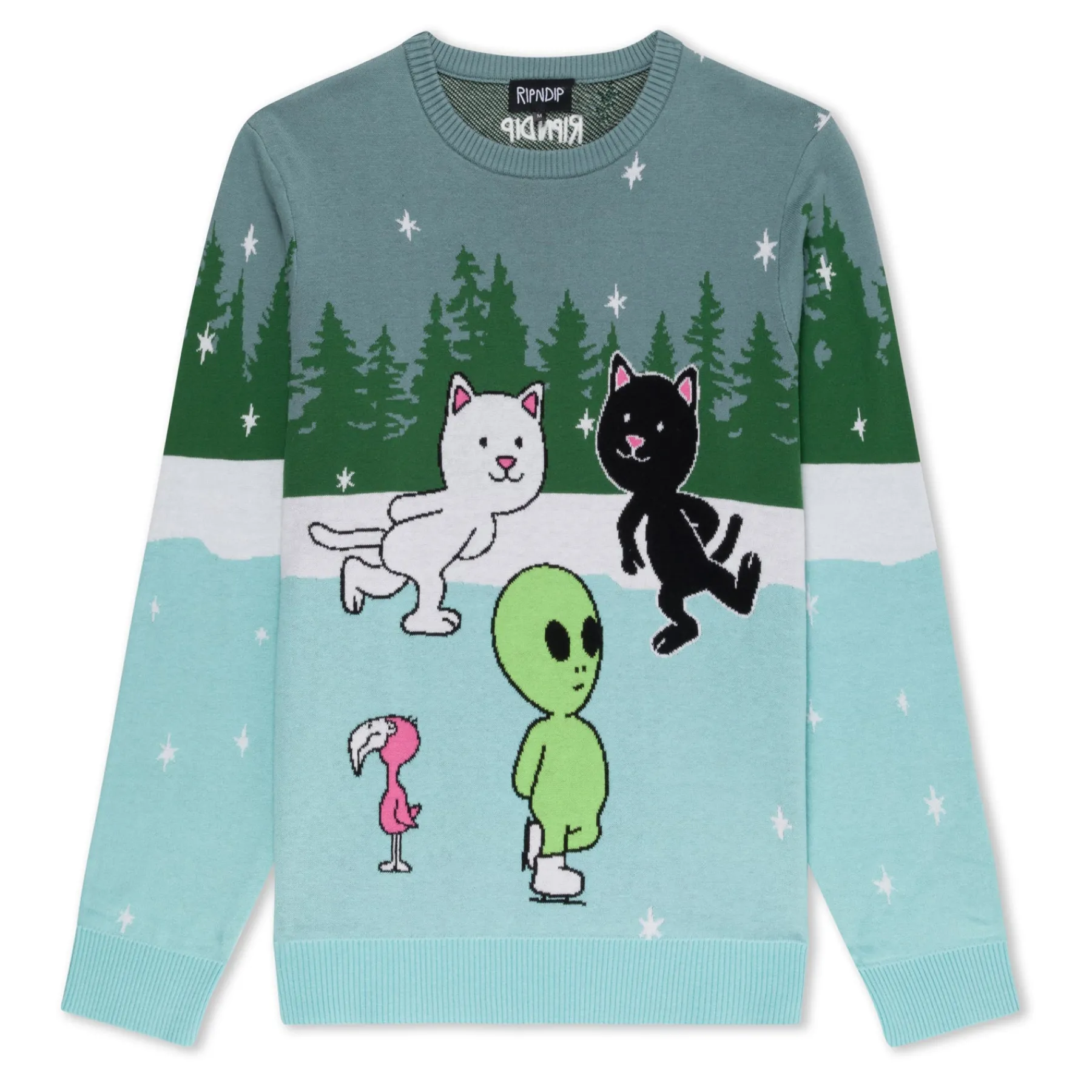 Ripndip Knits / Sweaters|Christmas Items<Skating With Friends Knit Sweater (Light Blue)