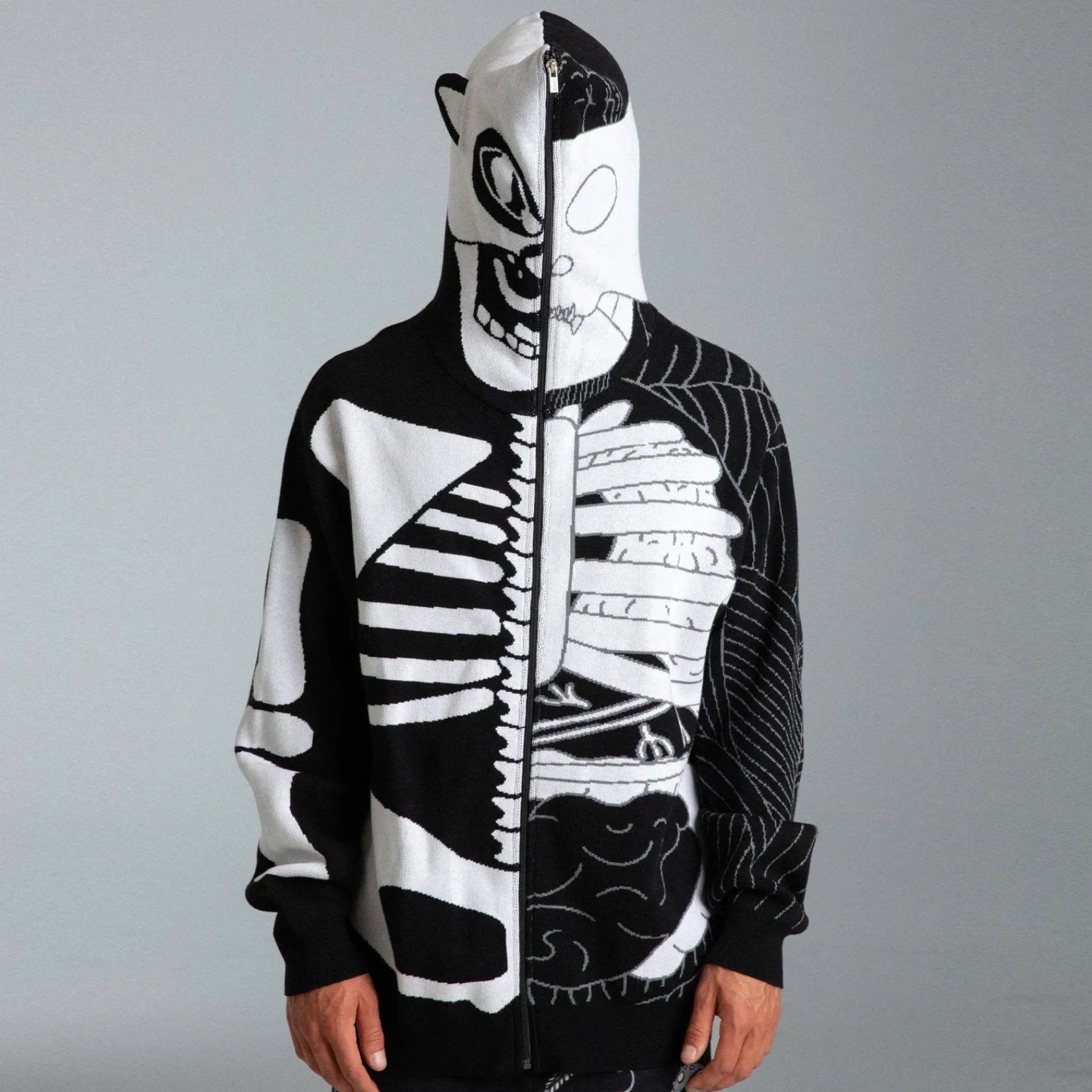 Ripndip Hoodies / Crewnecks|Knits / Sweaters<Skelly Nerm Knit Hoodie (Black/White)