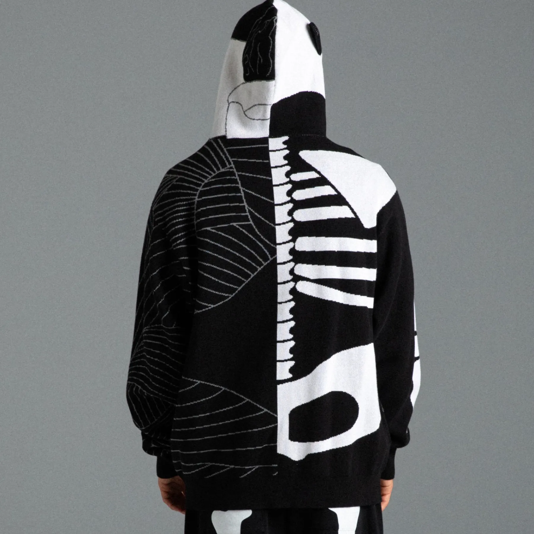 Ripndip Hoodies / Crewnecks|Knits / Sweaters<Skelly Nerm Knit Hoodie (Black/White)