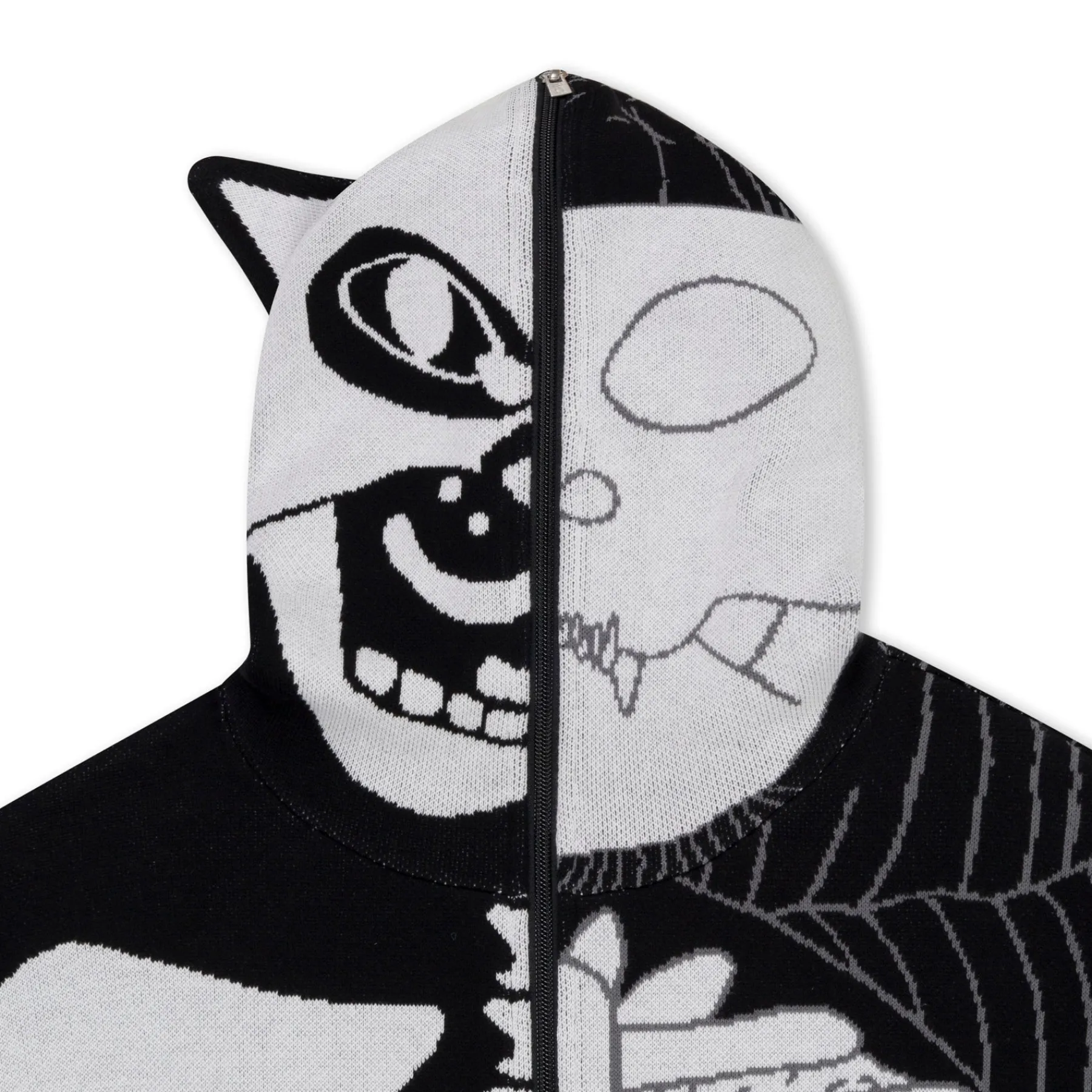 Ripndip Hoodies / Crewnecks|Knits / Sweaters<Skelly Nerm Knit Hoodie (Black/White)