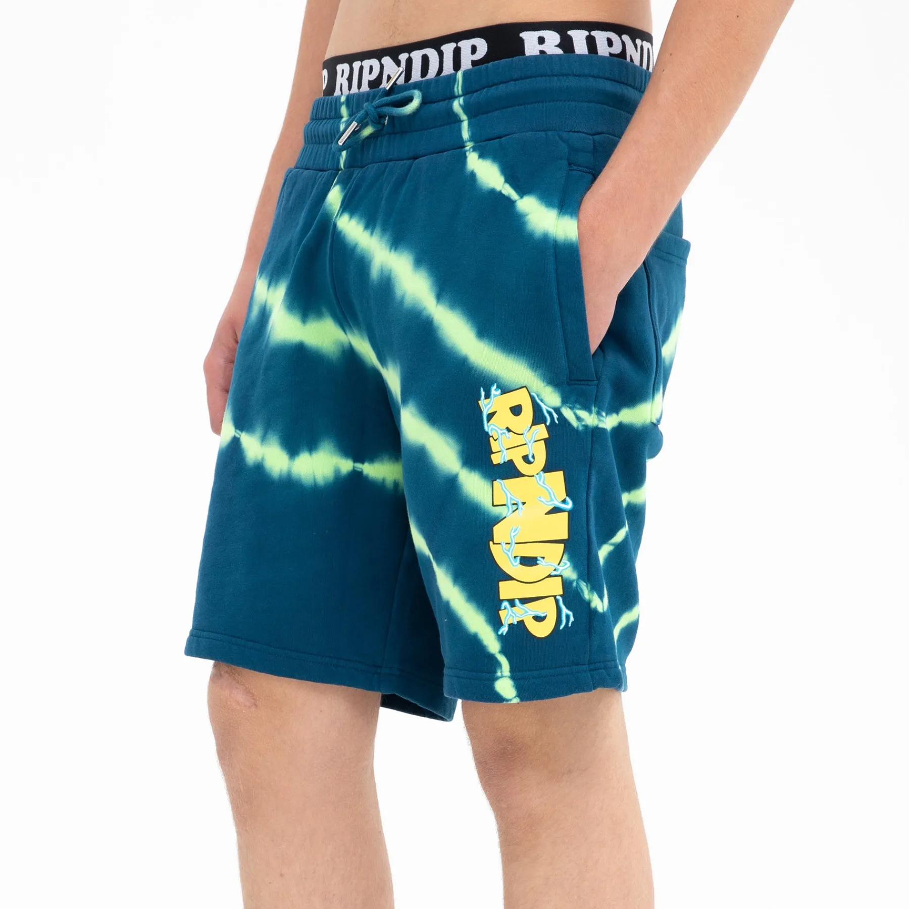 Ripndip Sweats|Shorts<Super Sanerm Sweatshorts (Navy/Neon Green Dye)