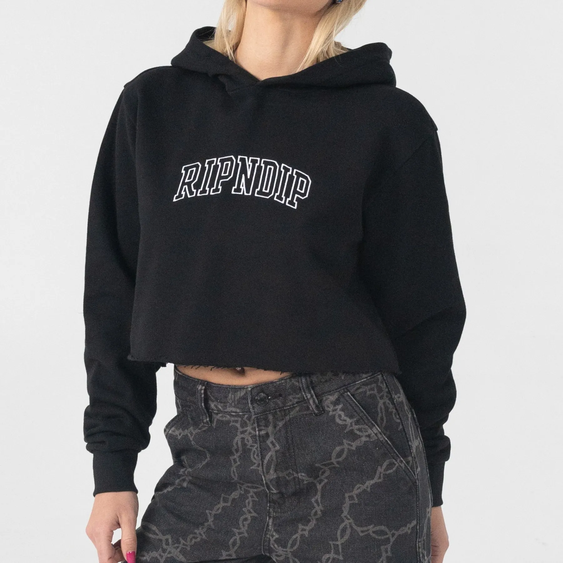 Ripndip Hoodies / Crewnecks|Womens<Team Spirit Cropped Hoodie (Black)
