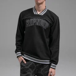 Ripndip Hoodies / Crewnecks|Knits / Sweaters<Team Spirit Polar Fleece Crewneck (Black)