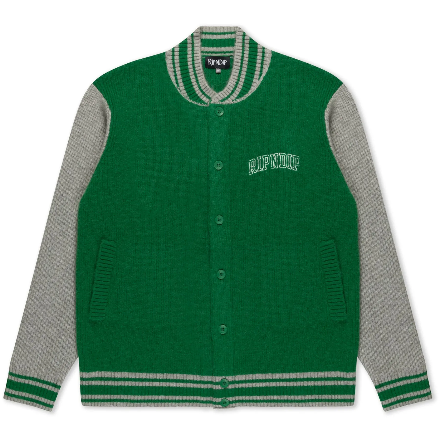 Ripndip Knits / Sweaters<Team Spirit Varsity Cardigan (Green/Grey)