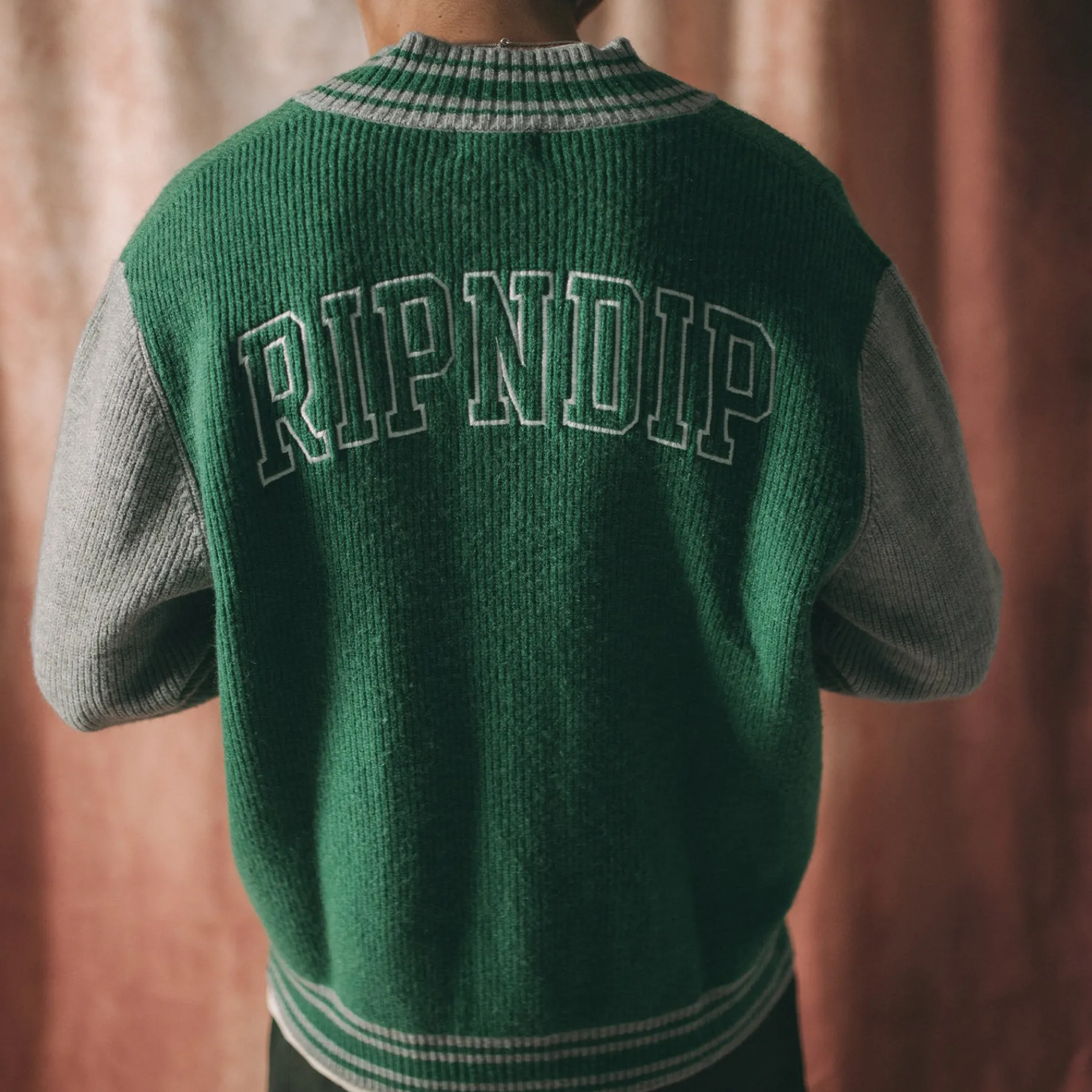Ripndip Knits / Sweaters<Team Spirit Varsity Cardigan (Green/Grey)