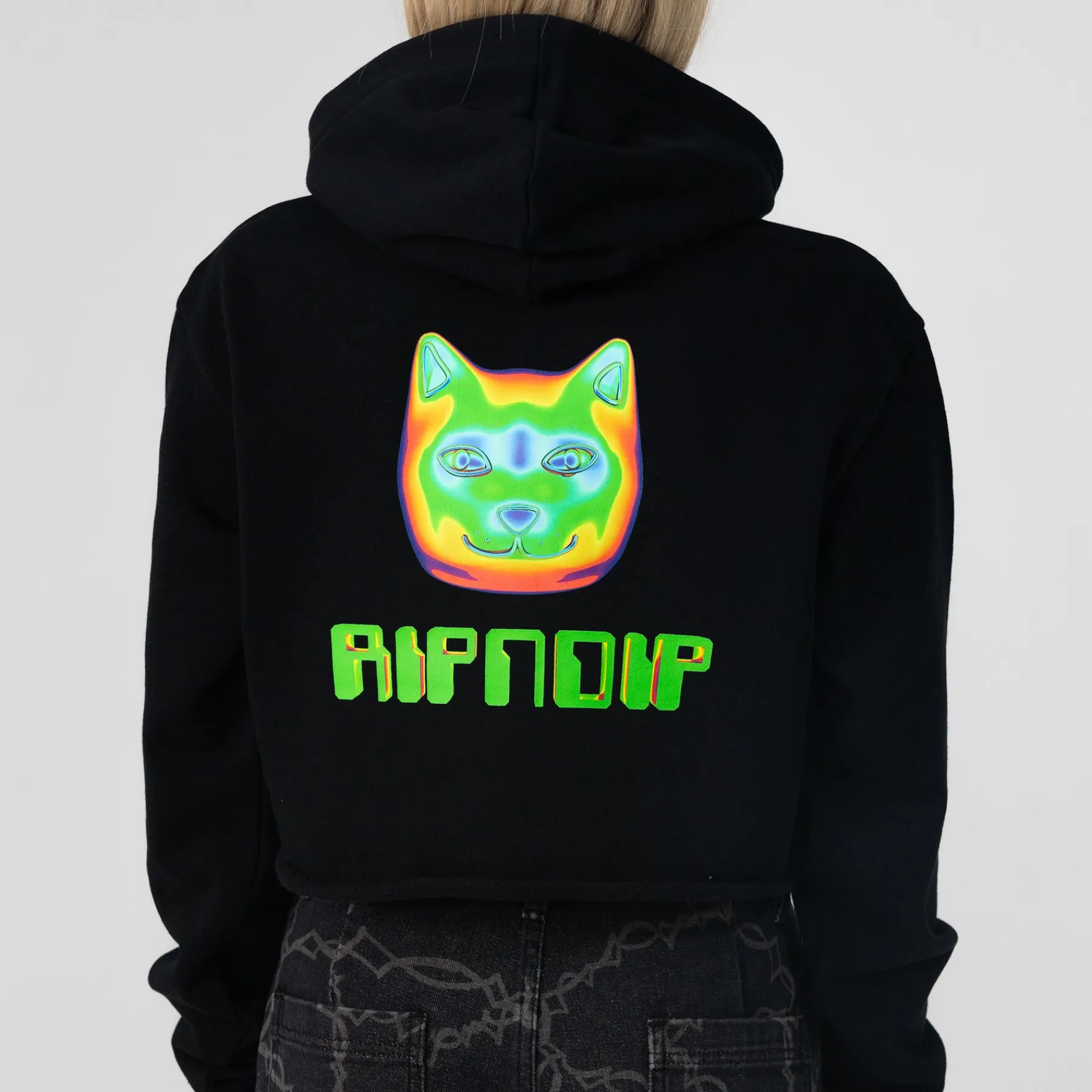 Ripndip Hoodies / Crewnecks|Womens<Thermal Nermal Cropped Hoodie (Black)