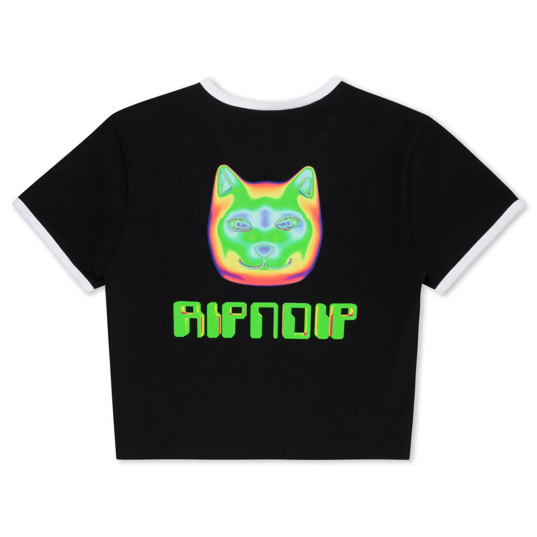 Ripndip Womens|Womens<Thermal Nermal Cropped Ringer Tee (Black)