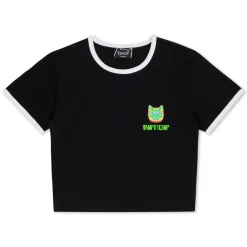 Ripndip Womens|Womens<Thermal Nermal Cropped Ringer Tee (Black)