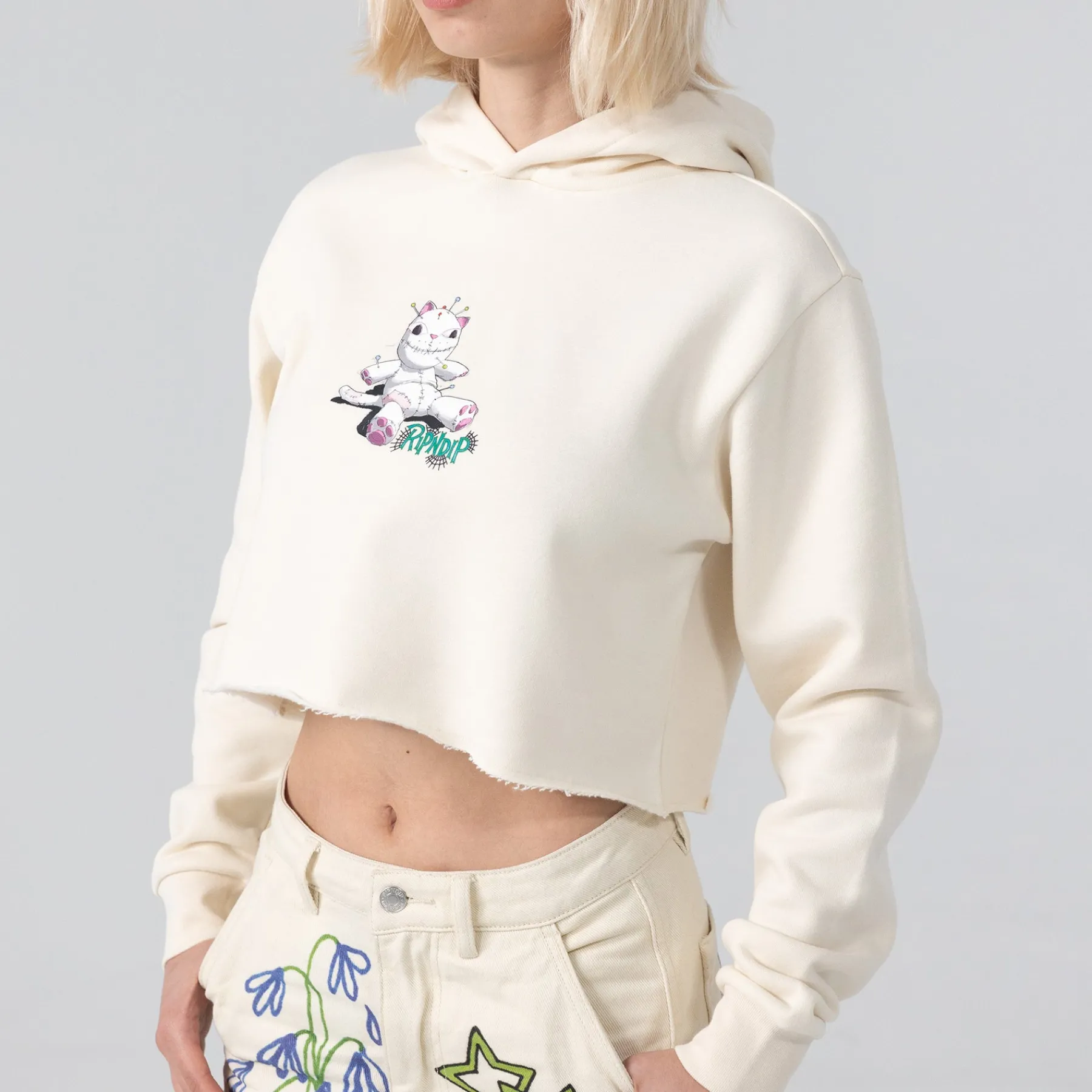 Ripndip Hoodies / Crewnecks|Womens<Travis Cropped Hoodie (Natural)