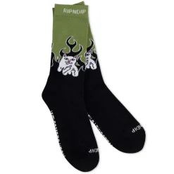 Ripndip Socks|Stocking Stuffers<Welcome To Heck Socks (Black/Light Forest)