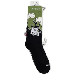 Ripndip Socks|Stocking Stuffers<Welcome To Heck Socks (Black/Light Forest)