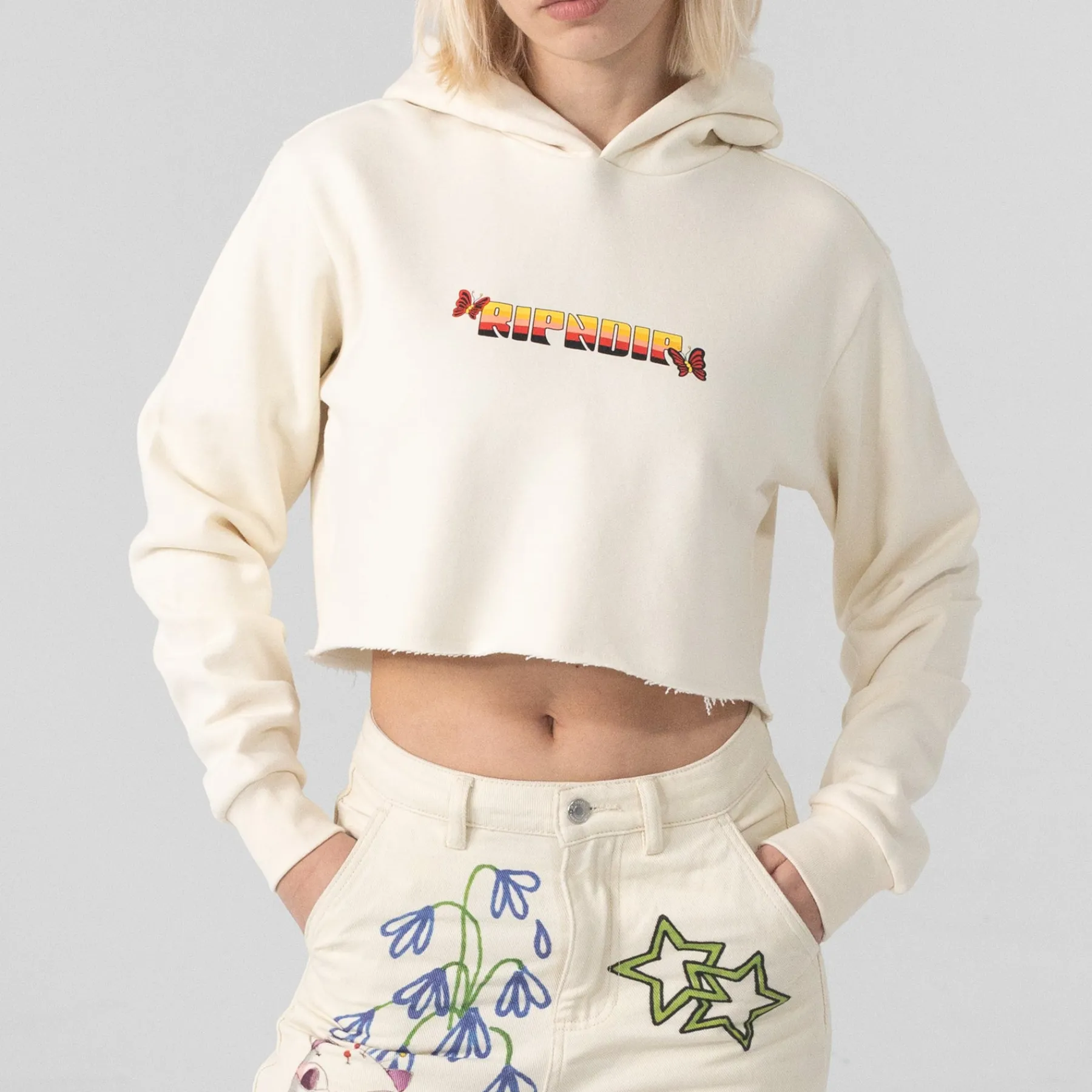 Ripndip Hoodies / Crewnecks|Womens<You Love Me Cropped Hoodie (Natural)